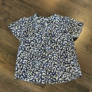 Calvin Klein Blouse Blue Black and White Women's Top NEW NWT Small S